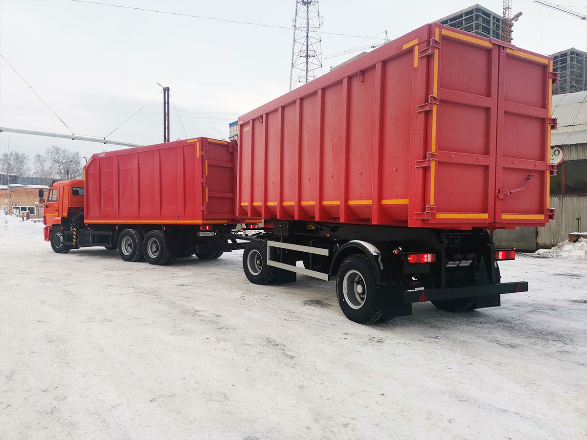 Ломовоз КАМАЗ 65115 с ГМУ VM10L74M с прицепом 8595-02